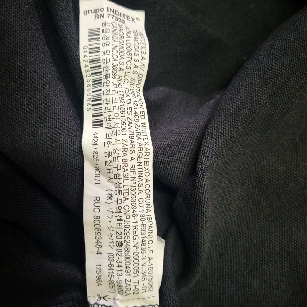 Zara Cropped Polo Women's Size Large Shirt Black Collared Blouse Long Sleeve Top - Picture 6 of 14
